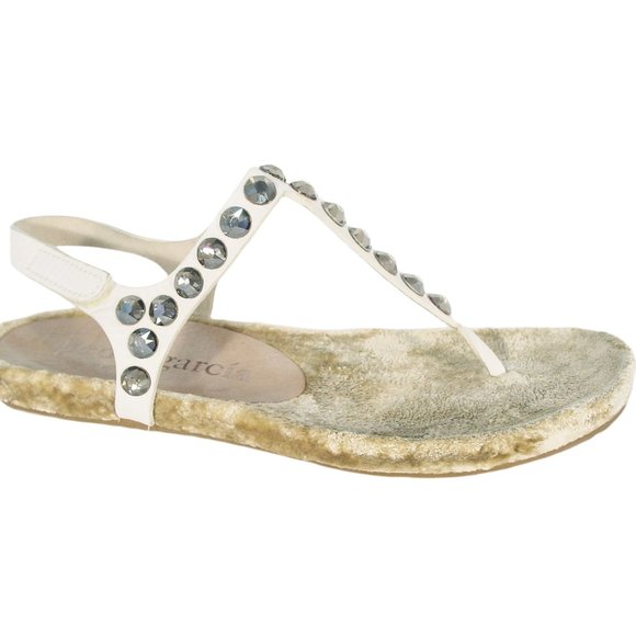 PEDRO GARCIA Judith $595 Swarovski Crystal T-Strap Sandals Cervo/White 39/9 - Picture 2 of 8